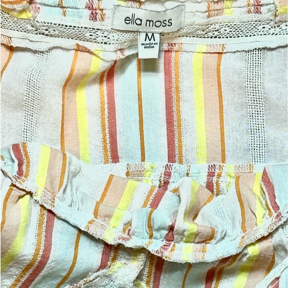 Ella Moss Sammy Tank‎ Blouse Stripes Boho Ruffles Size Medium - Picture 5 of 5